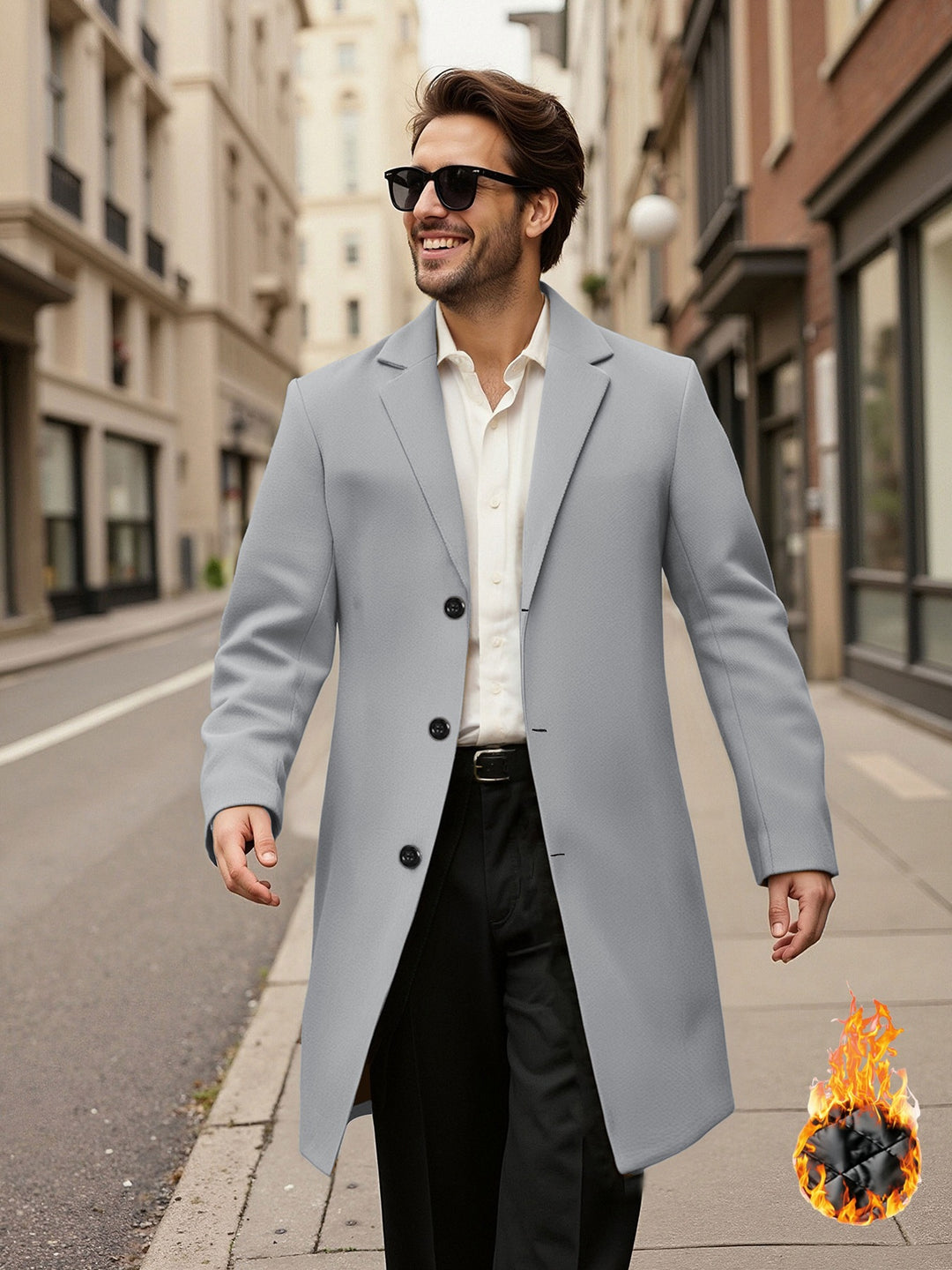 Herren eleganter doppelreihiger Mantel Drune