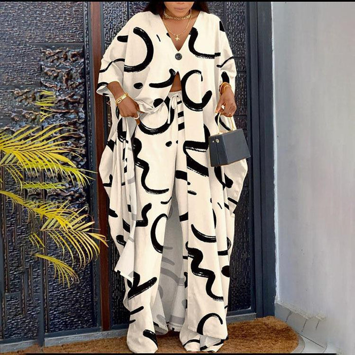 Damen Set aus kimonoartigem Oberteil und weitem Hosen Drune