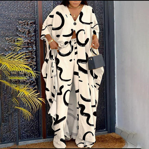 Damen Set aus kimonoartigem Oberteil und weitem Hosen Drune