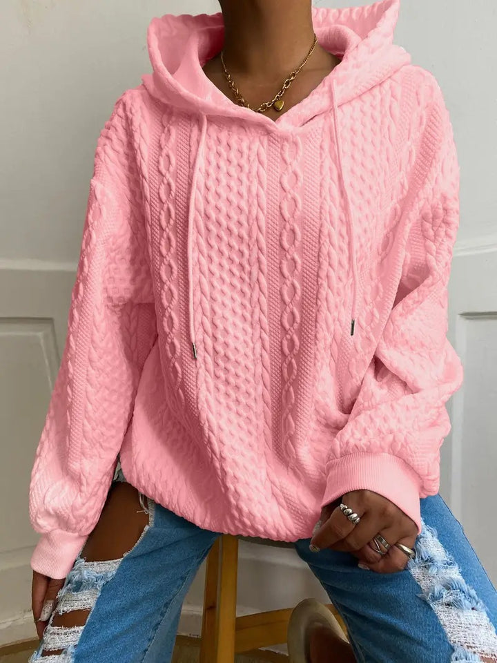 Damen gemütlicher Hoodie mit strukturiertem Strickdesign Drune