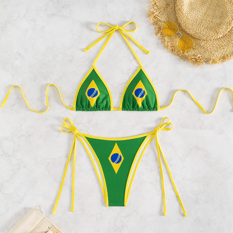 Damen Triangel-Bikini mit brasilianischem Motiv Drune