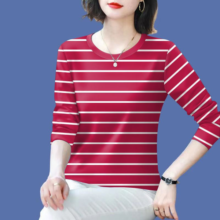 Damen lässiges gestreiftes Langarmshirt Drune