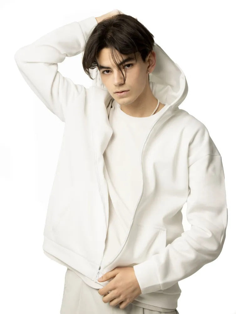 Herren nan minimalistischer Zip-Hoodie mit cleanem Oversize-Schnitt und weichem French-Terry-Futter Drune
