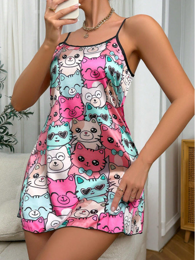 Damen Nachtkleid mit attraktiven Lippenmotiv Drune