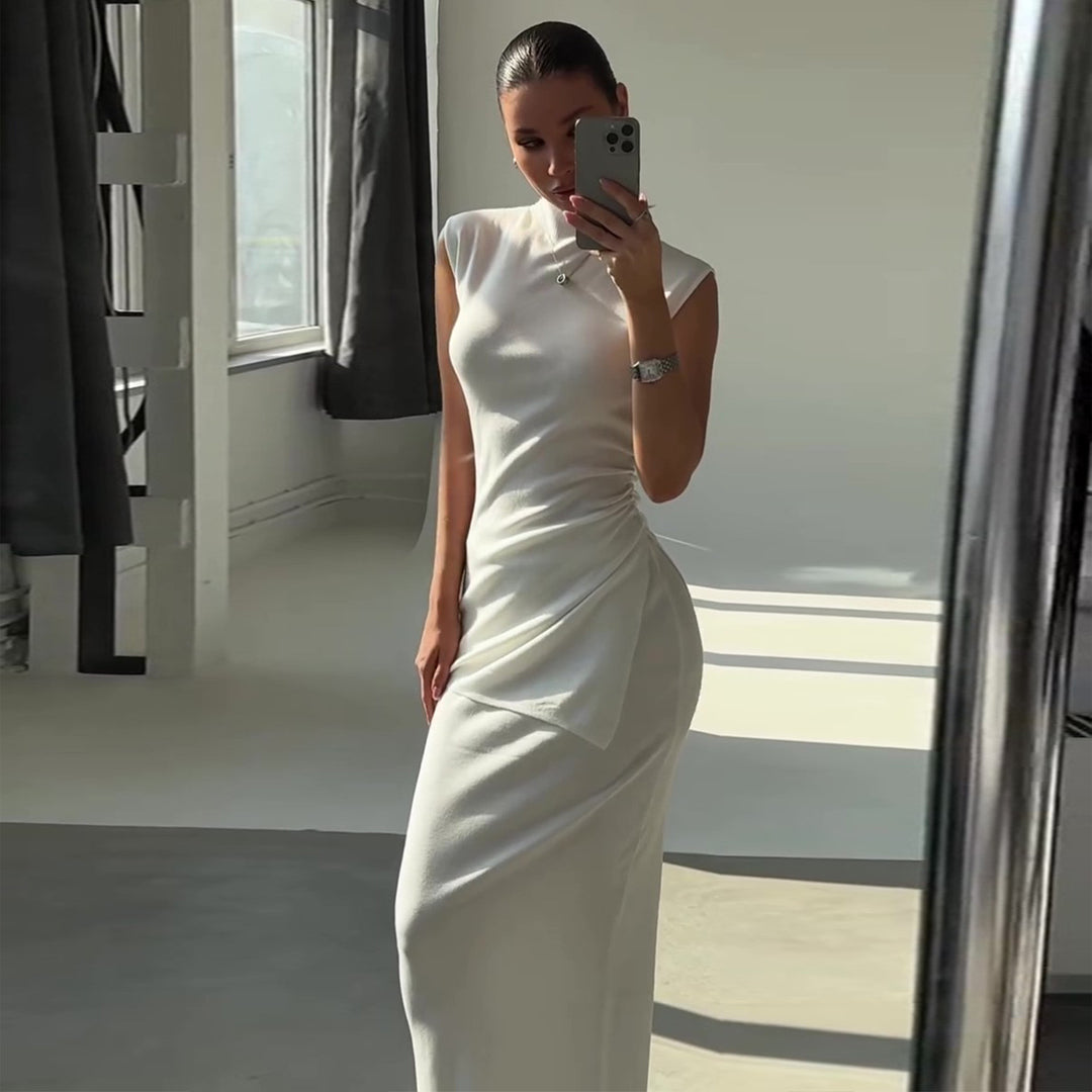 Damen Langarm Kleid mit asymmetrischem Schnitt Drune