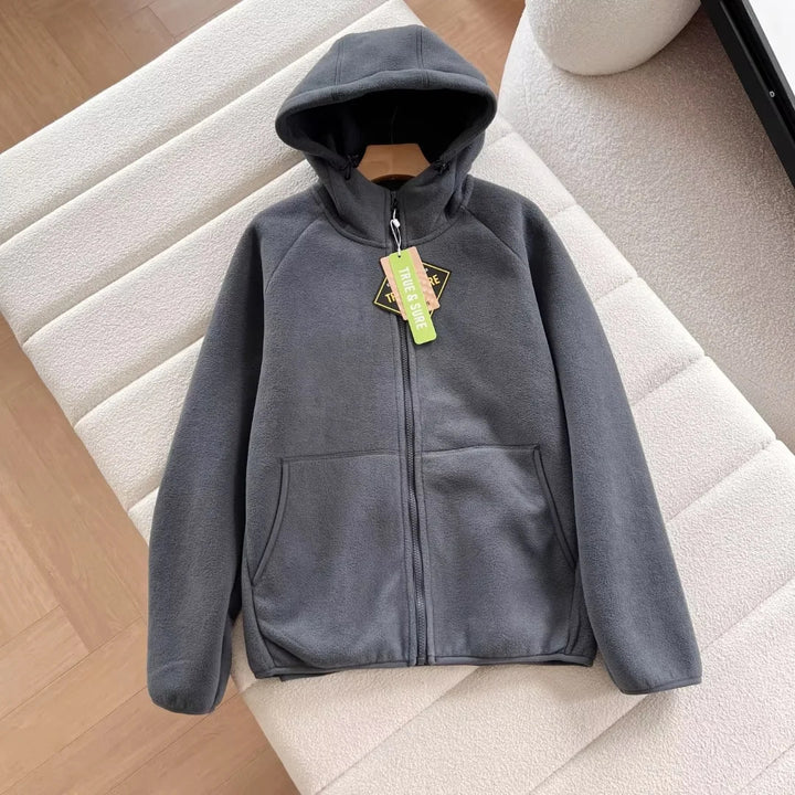 Damen warme und gemütliche Fleecejacke mit Kapuze Drune