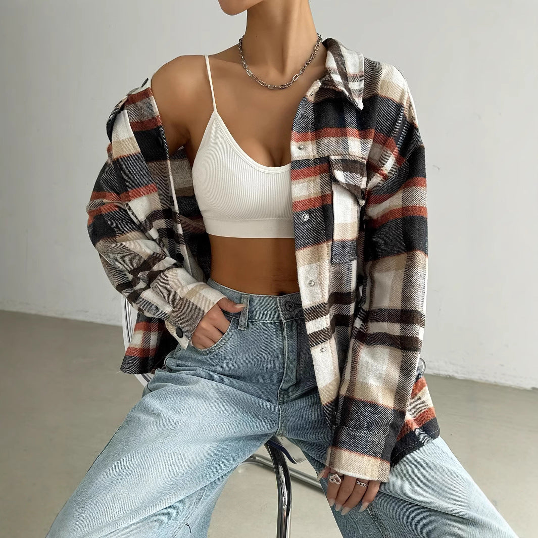 Damen Overshirt-Jacke mit lässigem Karo-Design Drune