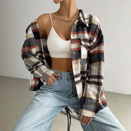 Damen Overshirt-Jacke mit lässigem Karo-Design Drune