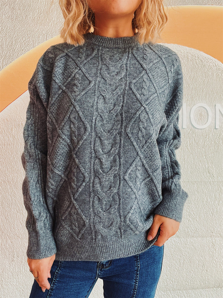 Damen Grobstrukturierter Strickpullover mit Zopf-Design Drune