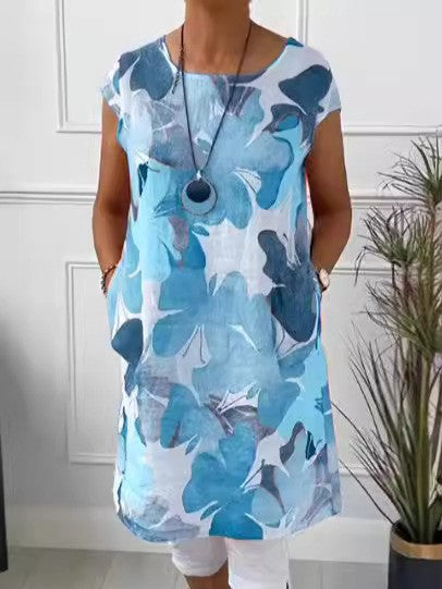 Damen Leichtes Strandkleid mit floralem Muster und Taschen Drune