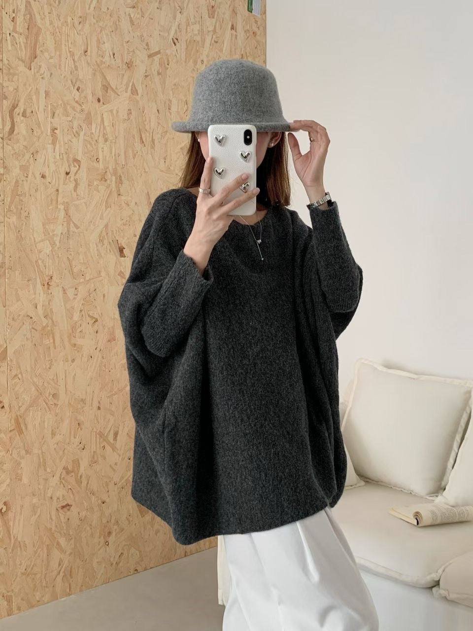 Damen Oversized Pullover mit schickem, weichem Stoff und lässigem Schnitt Drune