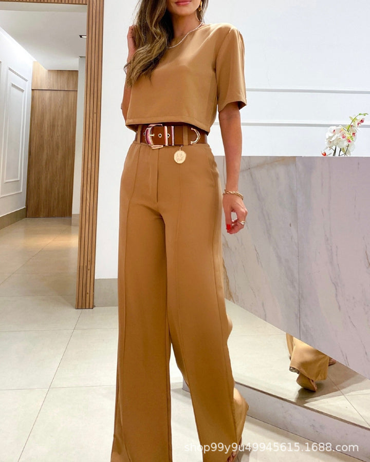 Damen Weit geschnittenes Ensemble aus Oberteil und Hose mit hohem Bund Drune