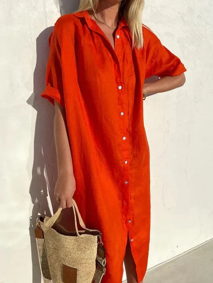 Drune | Lässiges Blusenkleid Mit Knopfleiste