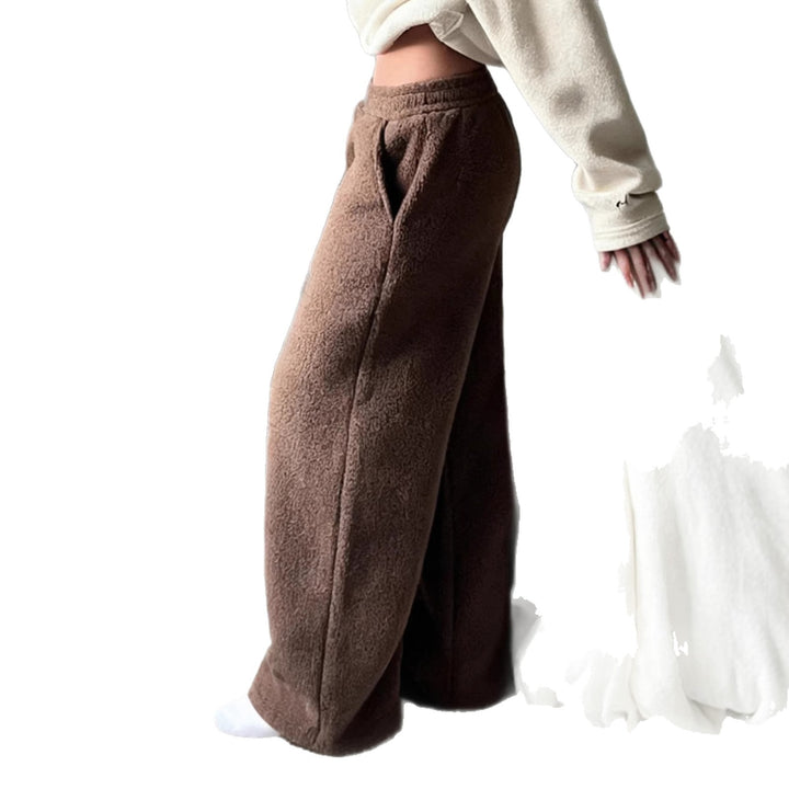 Damen Flauschige Jogginghose mit elastischem Bund und Seitennahttaschen Drune