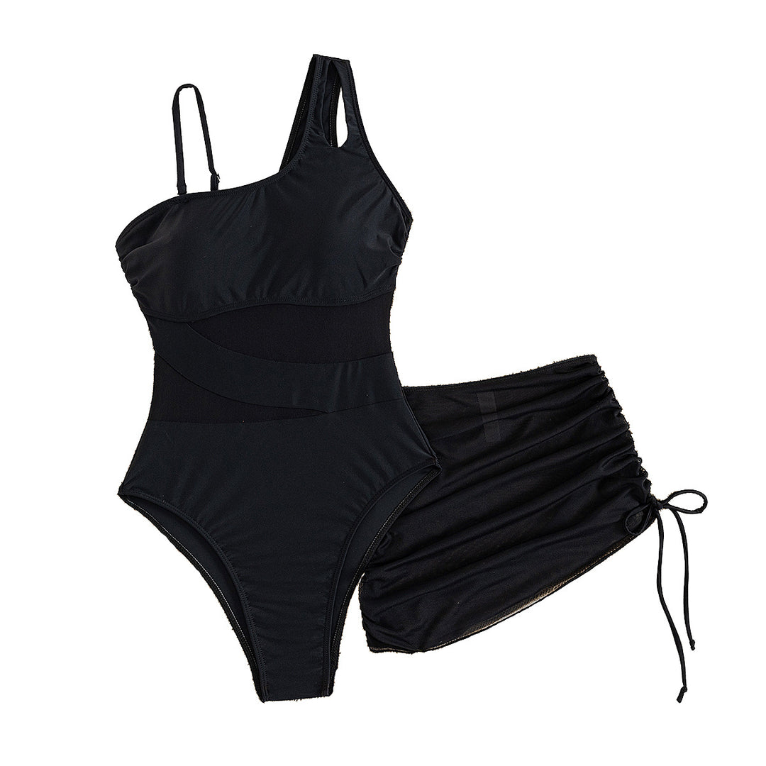 Damen Eleganter Badeanzug mit asymmetrischem Design und praktischer Wickelrock Drune