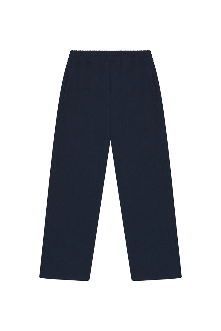 Damen nan weite High‑Waist Loungehose mit hohem Komfortbund, verdeckten Seitentaschen und geradem Bein Drune