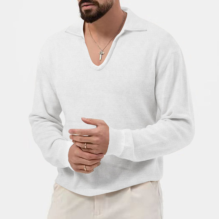 Herren eleganter Pullover mit V-Ausschnitt und strukturiertem Design Drune