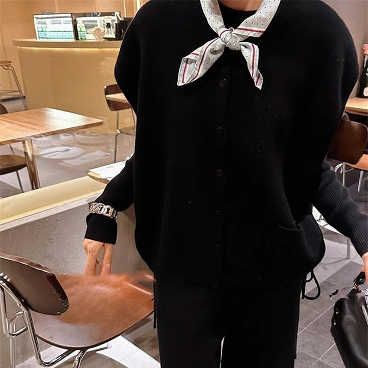 Damen gemütlicher Strickblazer mit Knopfverschluss und Taschen Drune