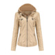 Drune | Doppellagige Lederjacke mit Kapuze - Warmer und stilvoller Damenmantel