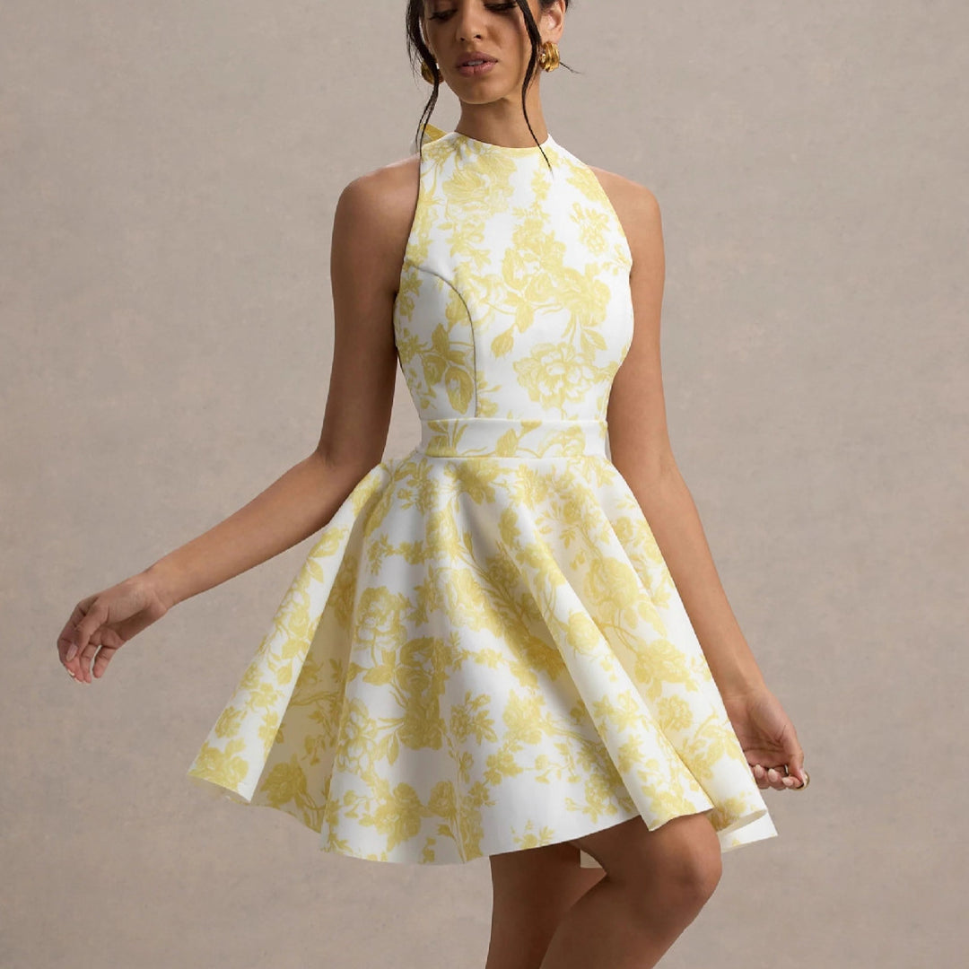 Damen Festliches Minikleid mit schwingendem Rock und raffinierten Cut-Outs Drune