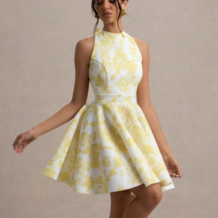 Damen Festliches Minikleid mit schwingendem Rock und raffinierten Cut-Outs Drune