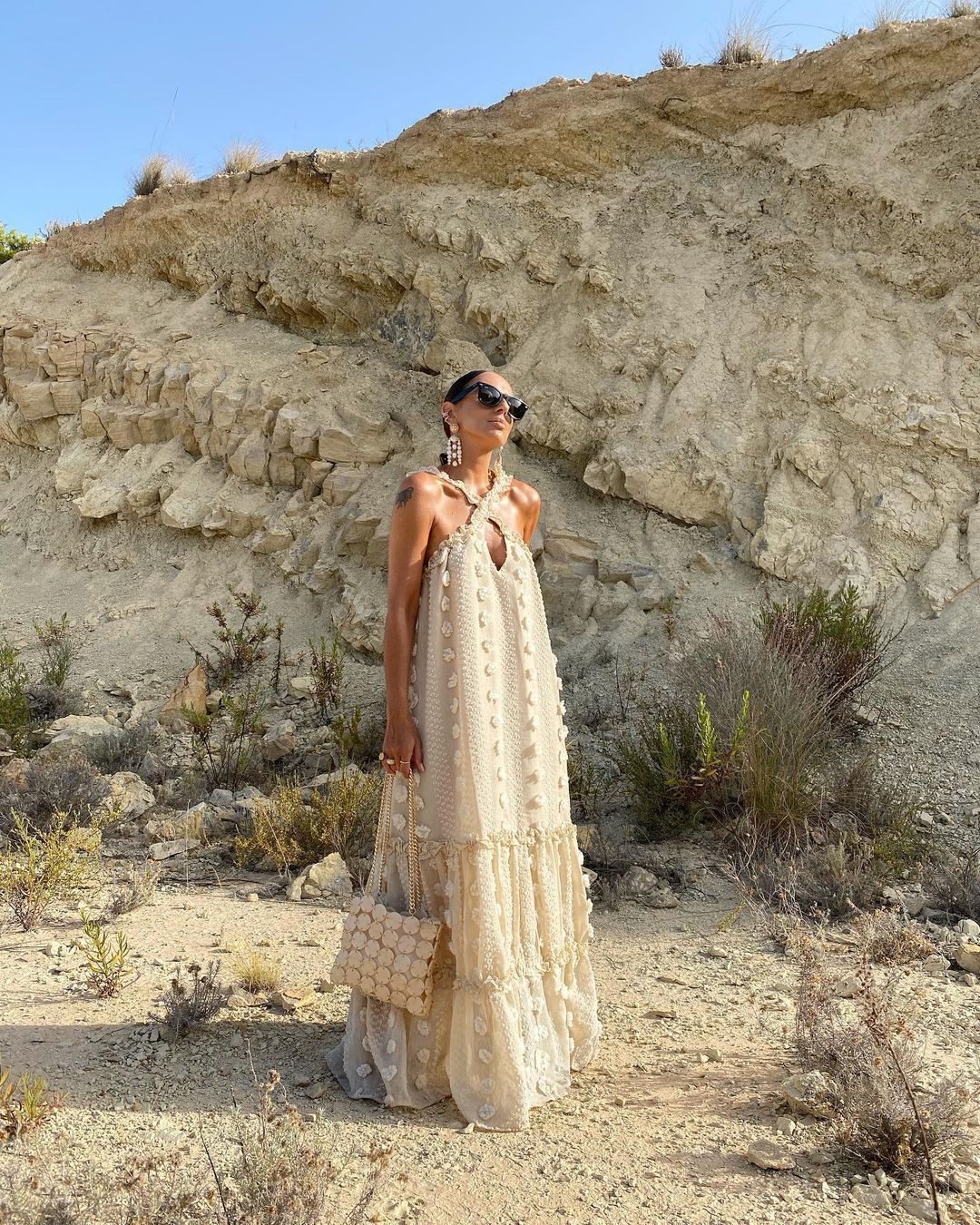Damen Maxikleid mit raffinierten Volants und zarten floralen Applikationen Drune