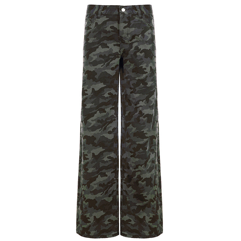Damen Relaxed Fit Cargohose mit modischem Camouflage-Muster Drune
