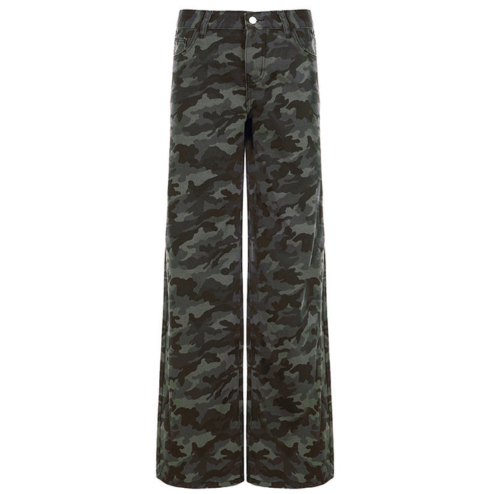 Damen Relaxed Fit Cargohose mit modischem Camouflage-Muster Drune