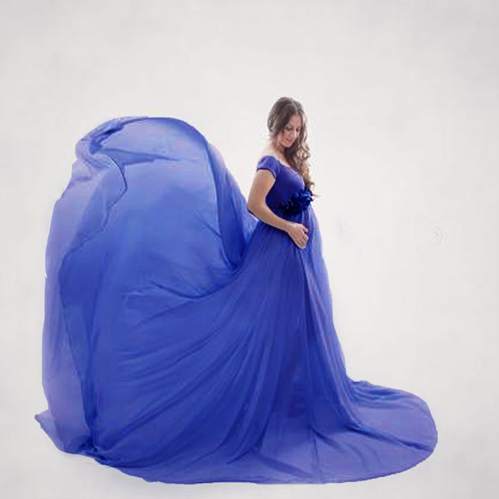 Damen fließendes Chiffon Schwangerschafts-Kleid Drune