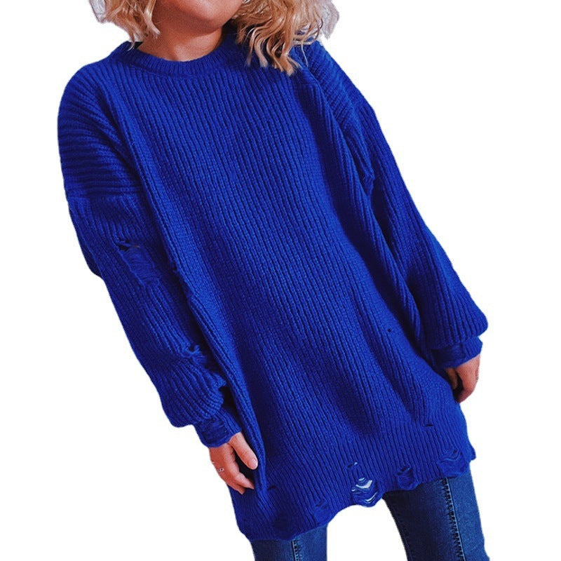 Damen lässiger Oversized Pullover mit strukturiertem Strickdesign Drune