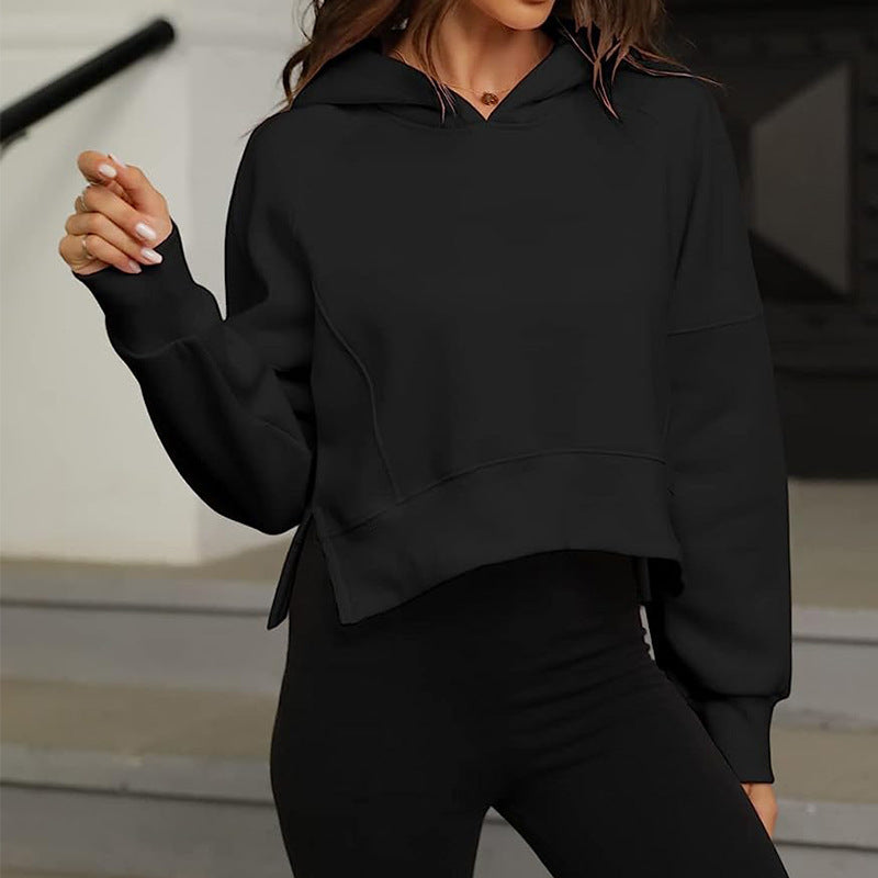 Damen lässiges Hoodie-Pullover mit seitlichen Schlitzen Drune