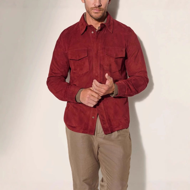 Herren Suede Jacke mit zwei aufgesetzten Taschen und modernem Schnitt Drune