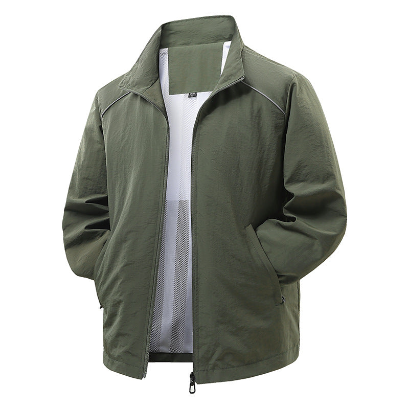 Herren  leichte verpackbare Zip-Up Windbreaker-Jacke mit atmungsaktivem Mesh-Futter und reflektierenden Schulterpaspeln Drune