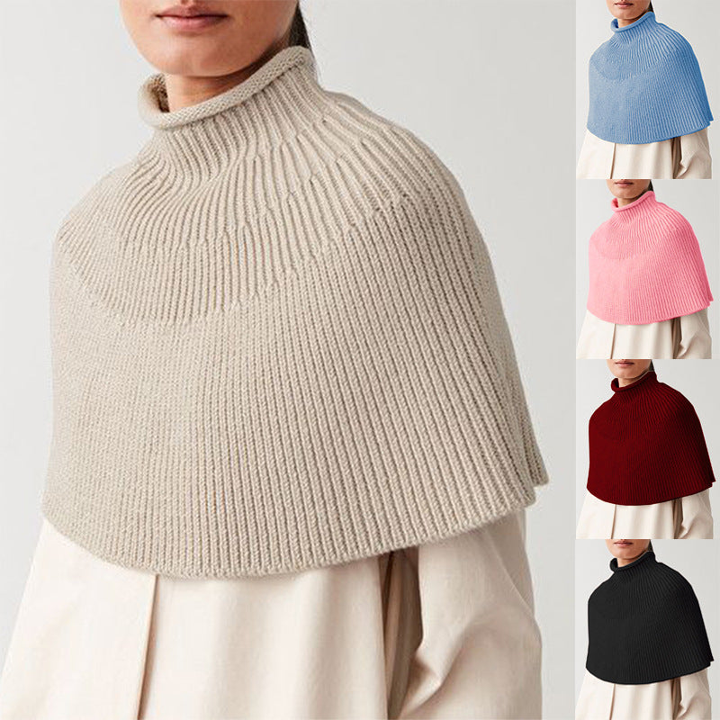 Damen Strickcape mit hochgeschlossenem Kragen Drune