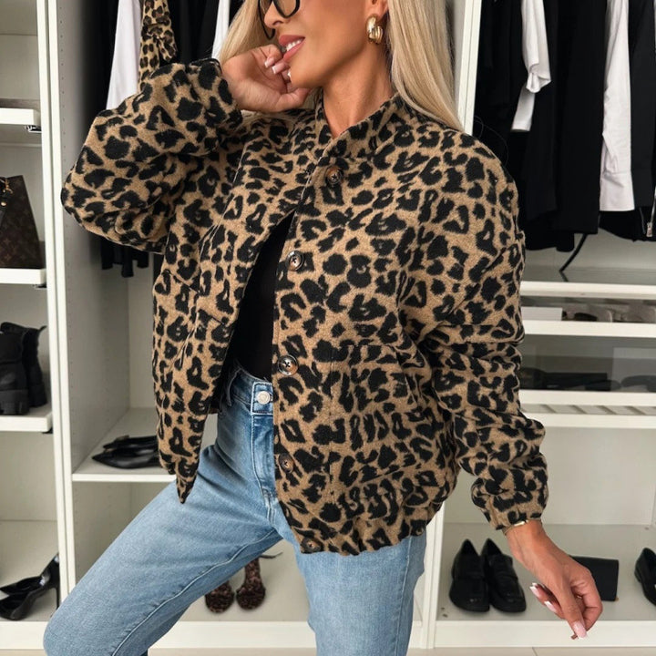 Damen Trendige Leo-Fleecejacke mit lässigem Schnitt Drune