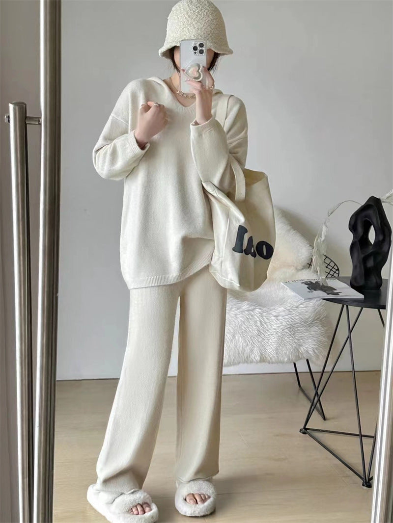 Damen lässiger Strickanzug mit weichem Material und entspannter Passform Drune