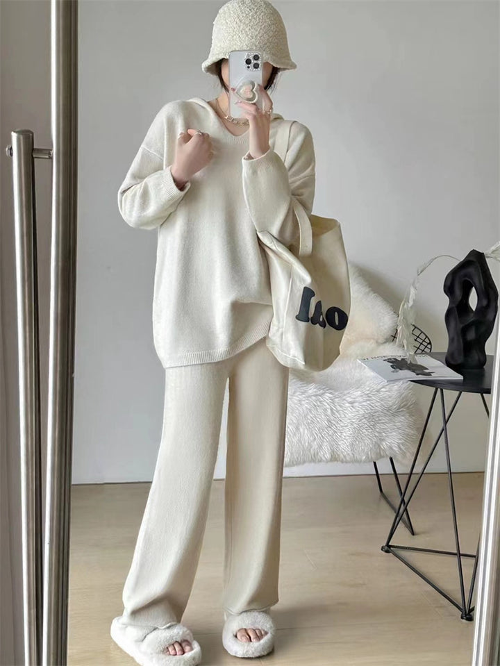 Damen lässiger Strickanzug mit weichem Material und entspannter Passform Drune