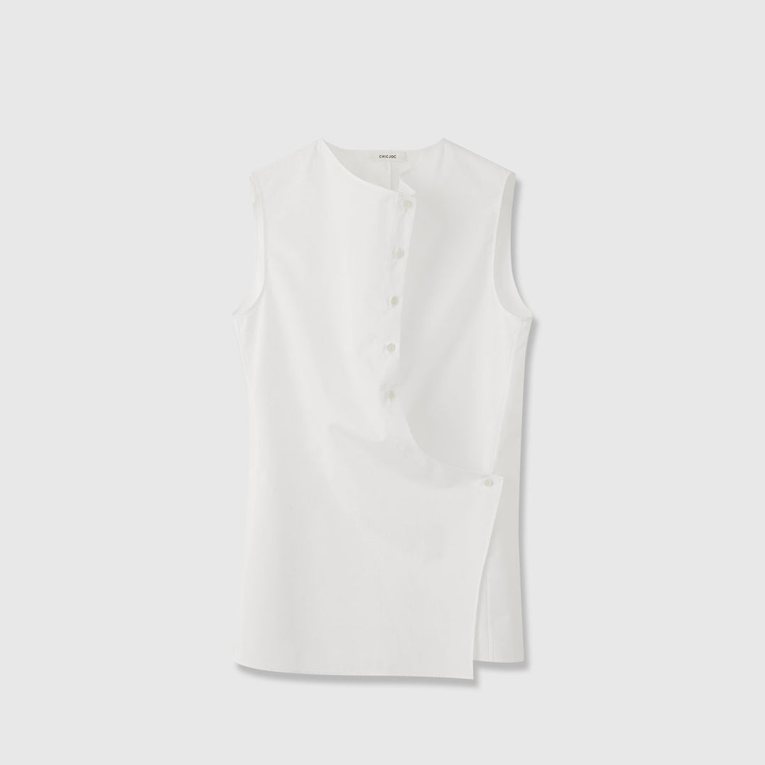Damen Elegantes ärmelloses Hemd mit asymmetrischem Schnitt Drune