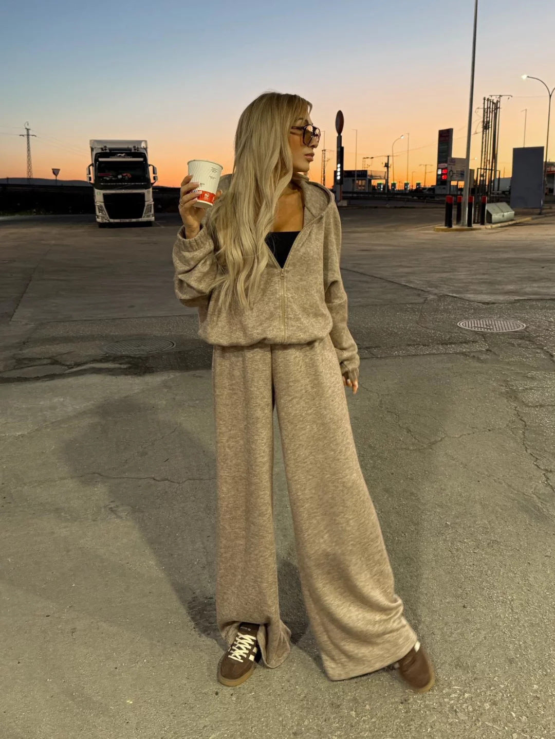 Damen modischer und bequemer Kapuzenoverall Drune