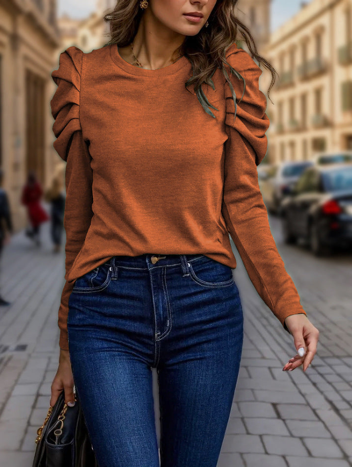 Damen nan feiner Feinstrick-Pullover mit stufigen Volants an den Schultern Drune