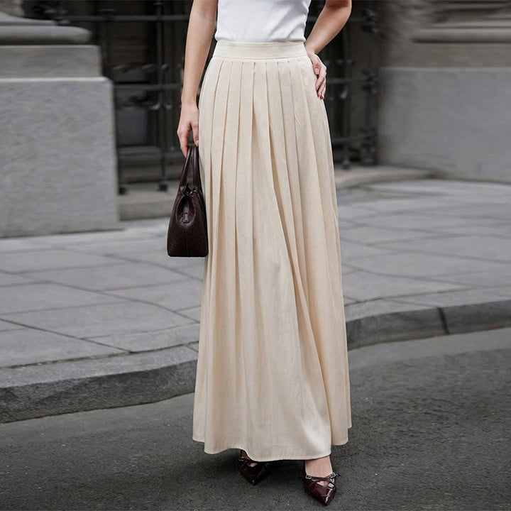 Damen eleganter langer Plisseerock aus hochwertigem Material Drune