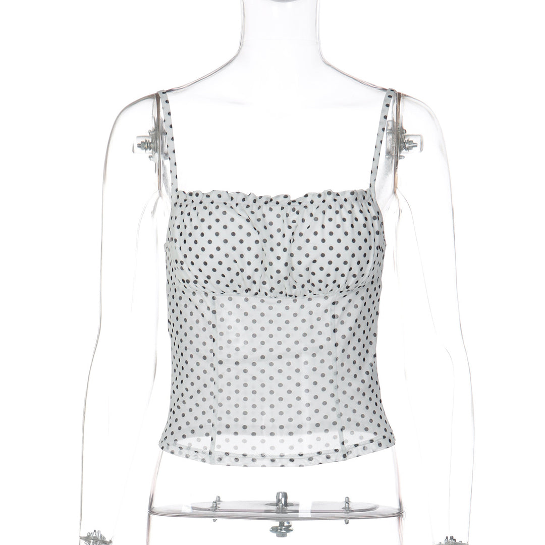 Damen Polka Dot Crop Top mit verstellbaren Trägern Drune