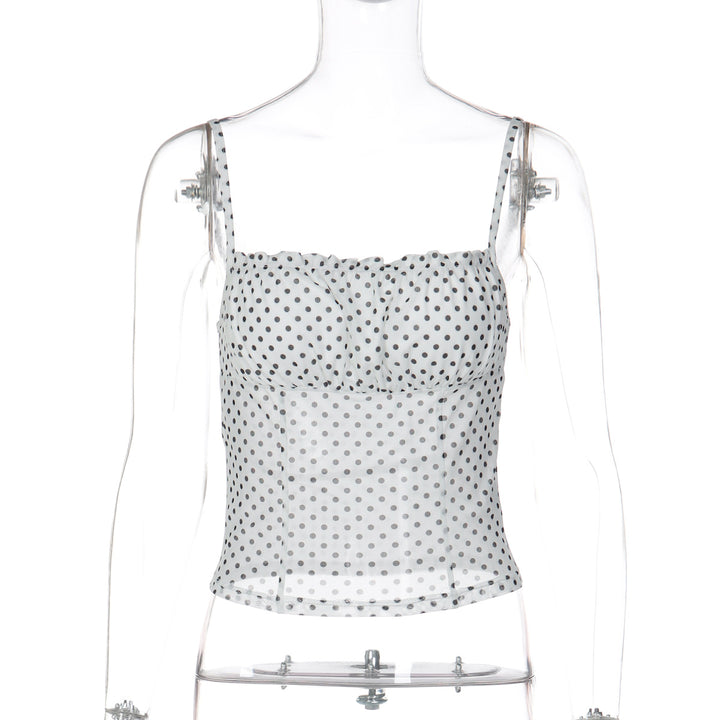 Damen Polka Dot Crop Top mit verstellbaren Trägern Drune