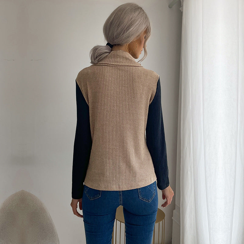 Damen Strickpullover mit asymmetrischem Design und dekorativem Kragen Drune
