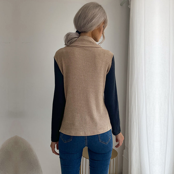 Damen Strickpullover mit asymmetrischem Design und dekorativem Kragen Drune