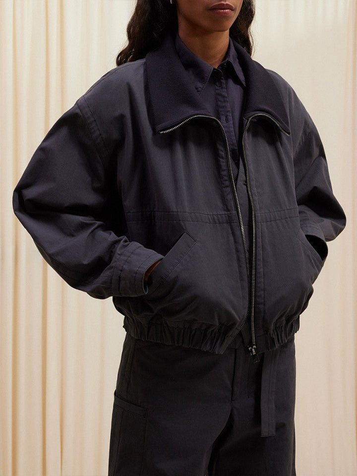 Damen lässige Kapuzenjacke mit hohen Kragen und Seitenreißverschluss Drune