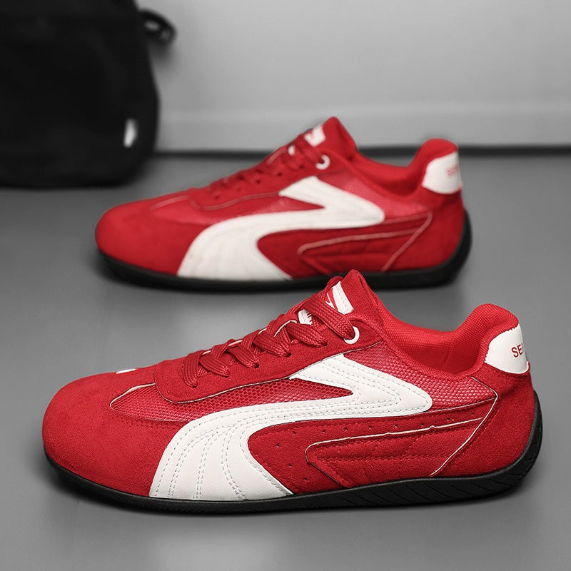 Damen retro-angehauchte Veloursleder-Sneaker mit atmungsaktivem Mesh-Einsatz und rutschfester Gummilaufsohle Drune