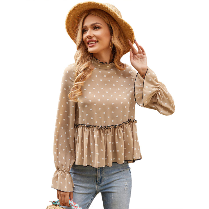 Damen Bluse mit Rüschen und Punkten Drune