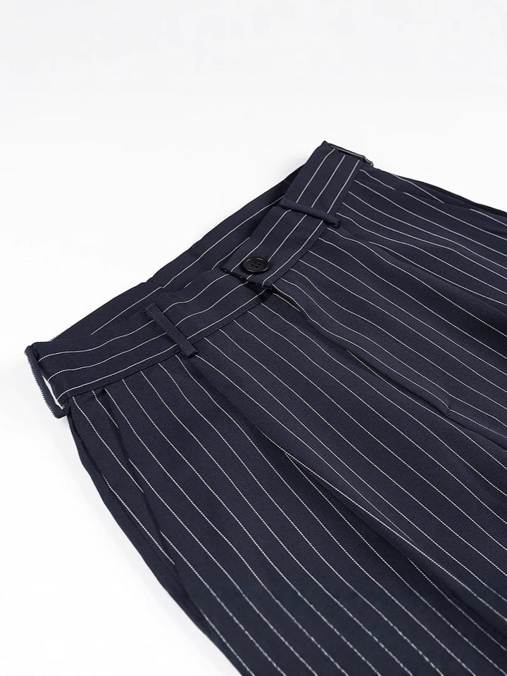 Damen weite Hochbund-Hose mit eleganten Streifen Drune