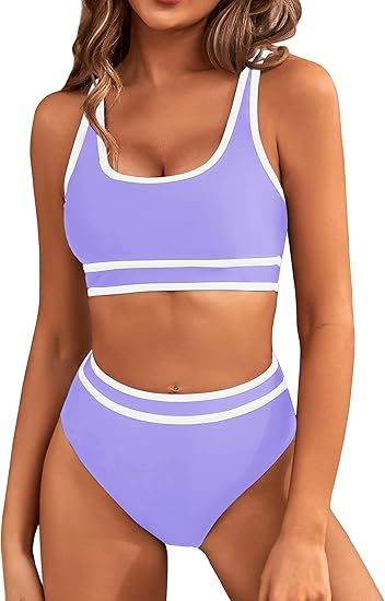 Damen Sportlicher Hochgeschnittener Bikini Drune